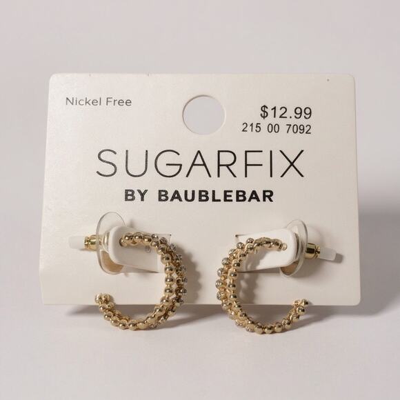 Sugarfix by Baublebar Gold Beaded Mini Hoop Earrings | Everyday Nickel-Free - Picture 1 of 1